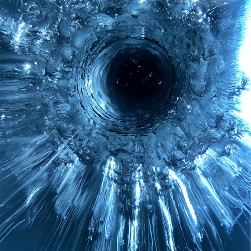 Interfering ripple rings and distorted reflections on a pool surface